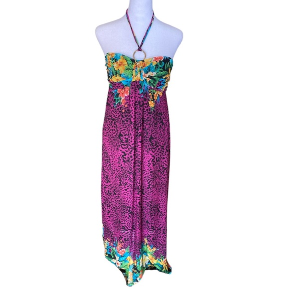 fresh mint Dresses & Skirts - Fresh Mint Sleeveless Purple Leopard and Floral Maxi Dress Women’s M